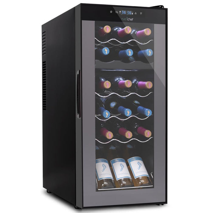 Wine Chilling Refrigerator Cellar - Dual-Zone Wine Cooler/Chiller, Digital Touch Button Control With Air Tight Seal, Contains Placement For Standing Bottles (18 Bottle Storage Capacity)