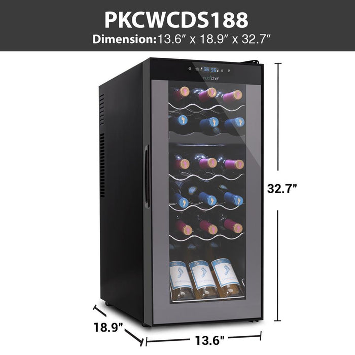 Wine Chilling Refrigerator Cellar - Dual-Zone Wine Cooler/Chiller, Digital Touch Button Control With Air Tight Seal, Contains Placement For Standing Bottles (18 Bottle Storage Capacity)