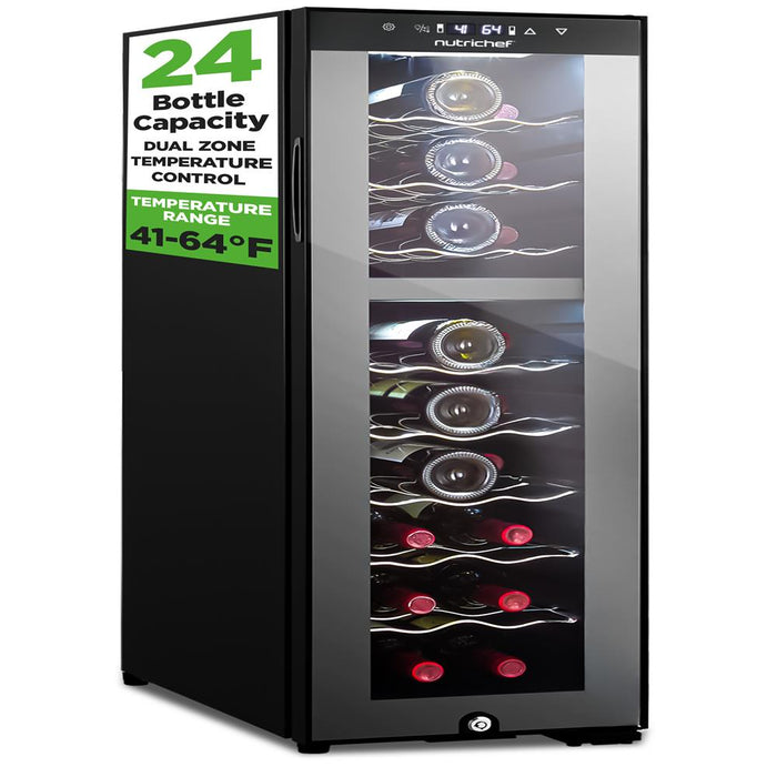 Wine Chilling Refrigerator Cellar - Dual-Zone Wine Cooler/Chiller, Digital Touch Button Control With Air Tight Seal, Contains Placement For Standing Bottles