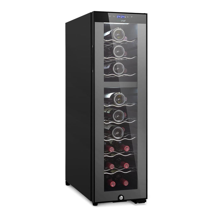 Wine Chilling Refrigerator Cellar - Dual-Zone Wine Cooler/Chiller, Digital Touch Button Control With Air Tight Seal, Contains Placement For Standing Bottles