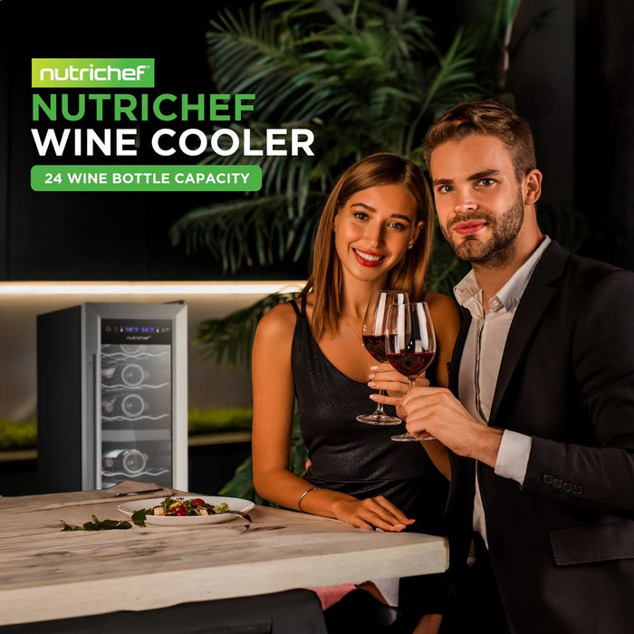 Wine Chilling Refrigerator Cellar - Dual-Zone Wine Cooler/Chiller, Digital Touch Button Control With Air Tight Seal, Contains Placement For Standing Bottles (24 Bottle Storage Capacity)