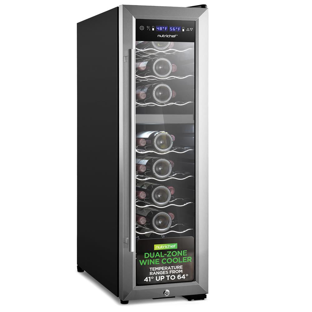 24 Bottle Wine Cooler, Dual Zone, Adjustable Temp, Stainless Steel