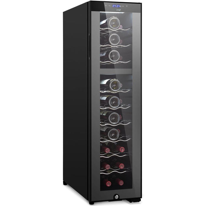 Wine Chilling Refrigerator Cellar - Dual-Zone Wine Cooler/Chiller, Digital Touch Button Control With Air Tight Seal, Contains Placement For Standing Bottles (27 Bottle Storage Capacity)