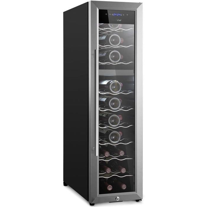 Wine Chilling Refrigerator Cellar - Dual-Zone Wine Cooler/Chiller, Digital Touch Button Control With Air Tight Seal, Contains Placement For Standing Bottles (27 Bottle Storage Capacity)