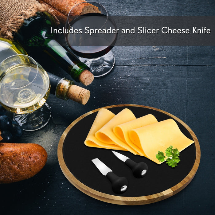 Lazy Susan Cheese Board Tray - Rotating Food Presentation Serving Platter Set