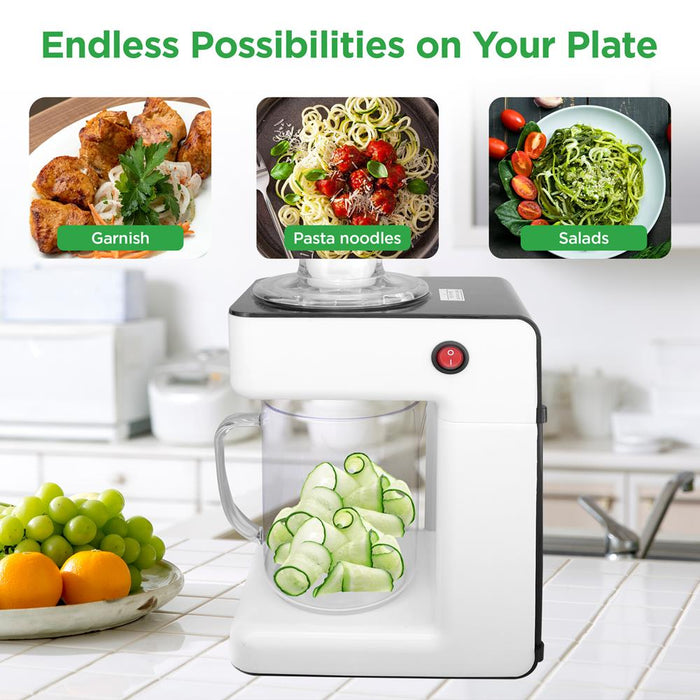 Electric Food Spiralizer - Fruit & Vegetable Spiral Slicer Peeler With (3) Changeable Blades