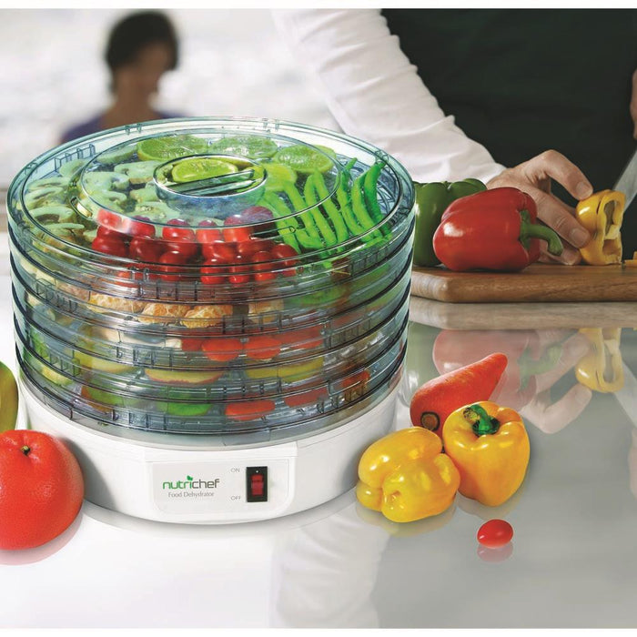 Electric Countertop Food Dehydrator, Food Preserver (White)