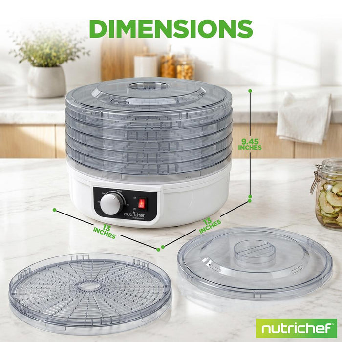 Electric Countertop Food Dehydrator, Food Preserver (White)