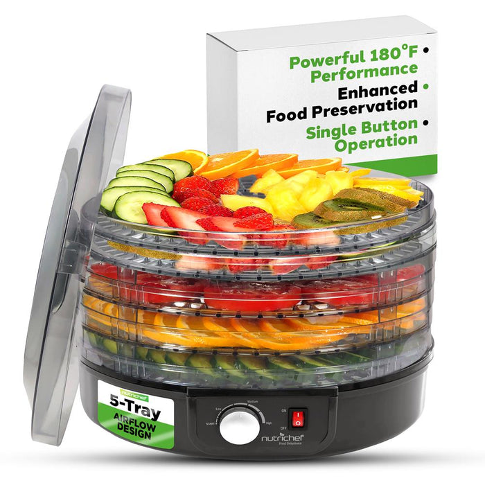 Electric Countertop Food Dehydrator, Food Preserver (Black)