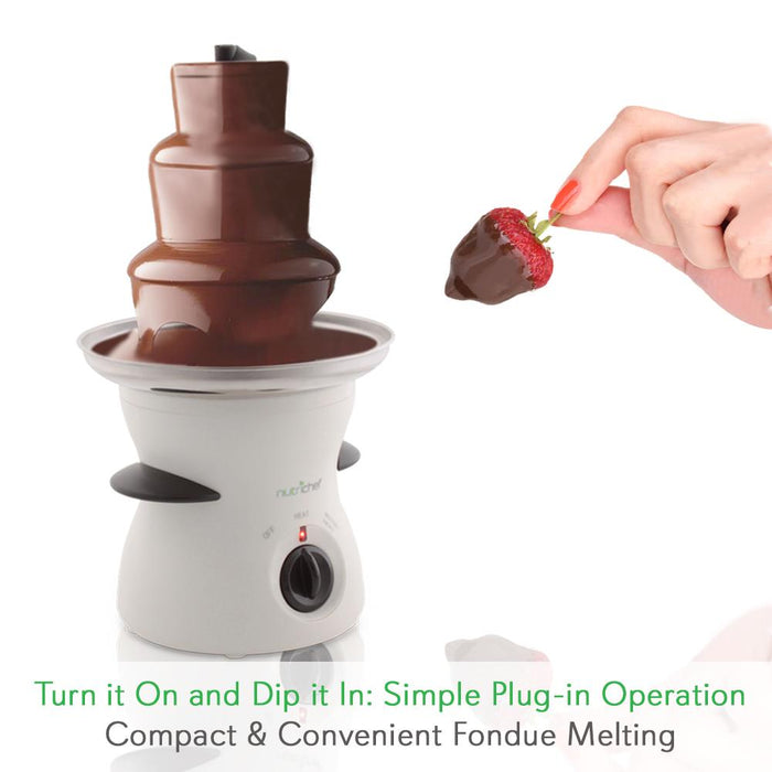 Electric Chocolate Fondue Pot - Countertop Chocolate Fondue Maker Fountain Chocolate Melter With 3-Tiers