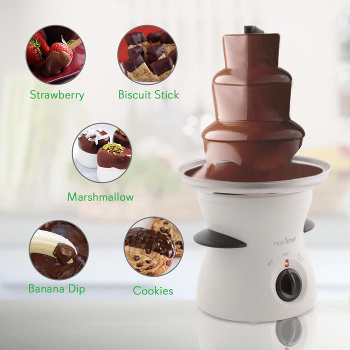 Electric Chocolate Fondue Pot - Countertop Chocolate Fondue Maker Fountain Chocolate Melter With 3-Tiers