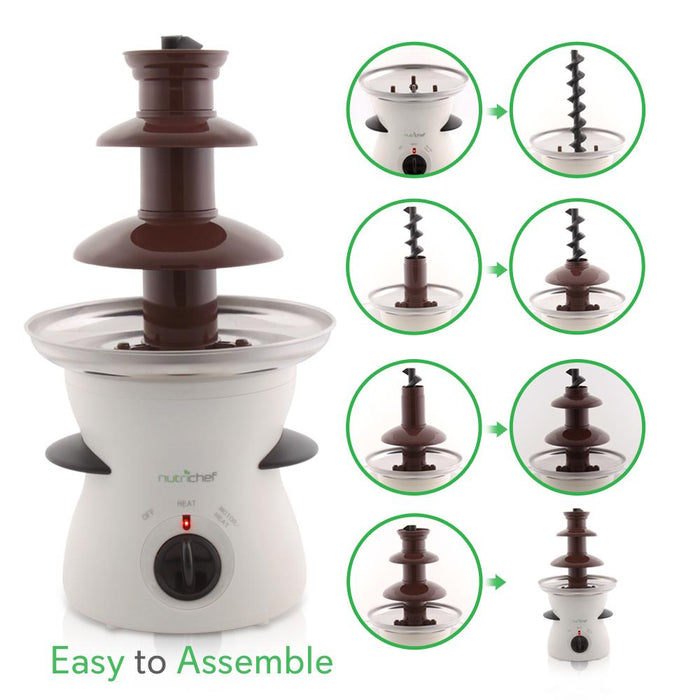 Electric Chocolate Fondue Pot - Countertop Chocolate Fondue Maker Fountain Chocolate Melter With 3-Tiers