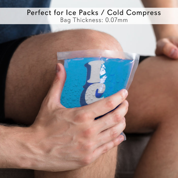 Ice Bag Cooler Pouches - Ice Cube Holding Bag Packs With Ziplock Seal, Re-Usable & Re-Sealable (20 Bags)