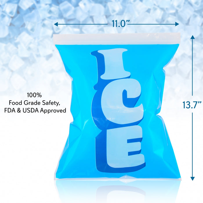 Ice Bag Cooler Pouches - Ice Cube Holding Bag Packs With Ziplock Seal, Re-Usable & Re-Sealable (20 Bags)