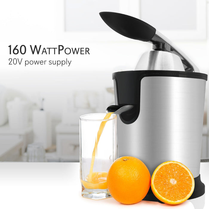 Electric Juice Press - Orange Juicer Citrus Squeezer With Manual Juice Presser Handle (Stainless Steel)