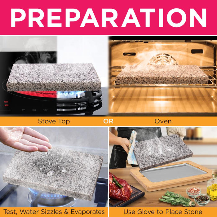 Cooking Stone Grill, Authentic Grilling, Granite Stone, Bamboo Platter