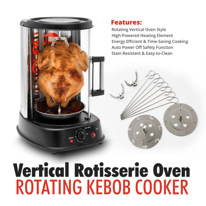 Vertical Rotisserie Oven - Rotating Kebob Cooker