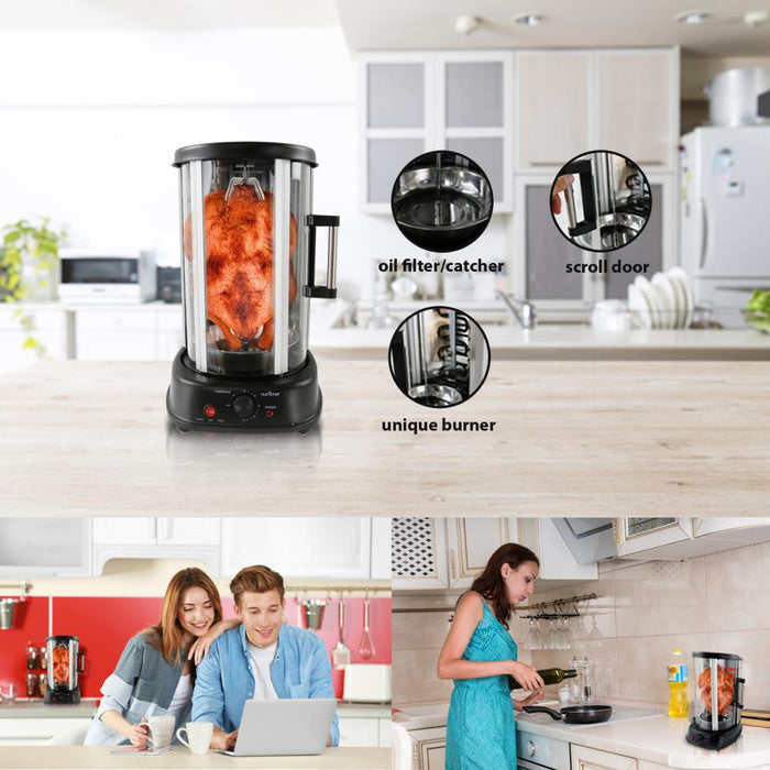 NutriChef Verticale Draaioven – Rotisserie Shawarma Machine, Kebab Machine, Stoot- & Warmtebestendige Deur & Energiezuinig, Inclusief Kebabrek met 7 Spiesen NutriChef Verticale Draaioven – Rotisserie Shawarma Machine, Kebab Machine, Stoot- & Warmtebestendige Deur & Energiezuinig, Inclusief Kebabrek met 7 Spiesen