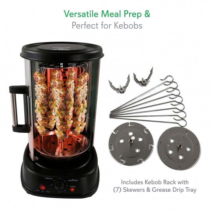 Vertical Rotisserie Oven - Rotating Kebob Cooker