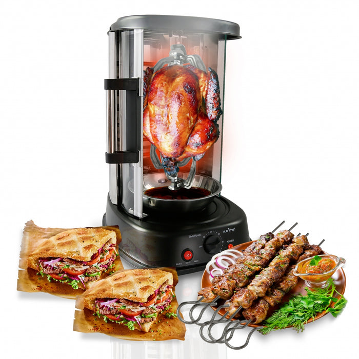 Vertical Rotisserie Oven - Rotating Kebob Cooker