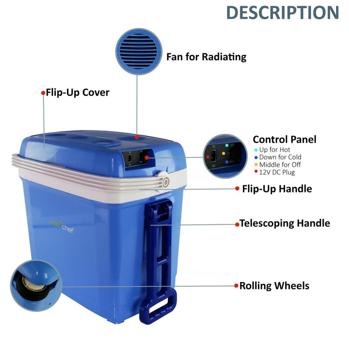 Electric Cooler & Warmer - Mini Fridge With Thermo Heating Ability, 30+ Liter