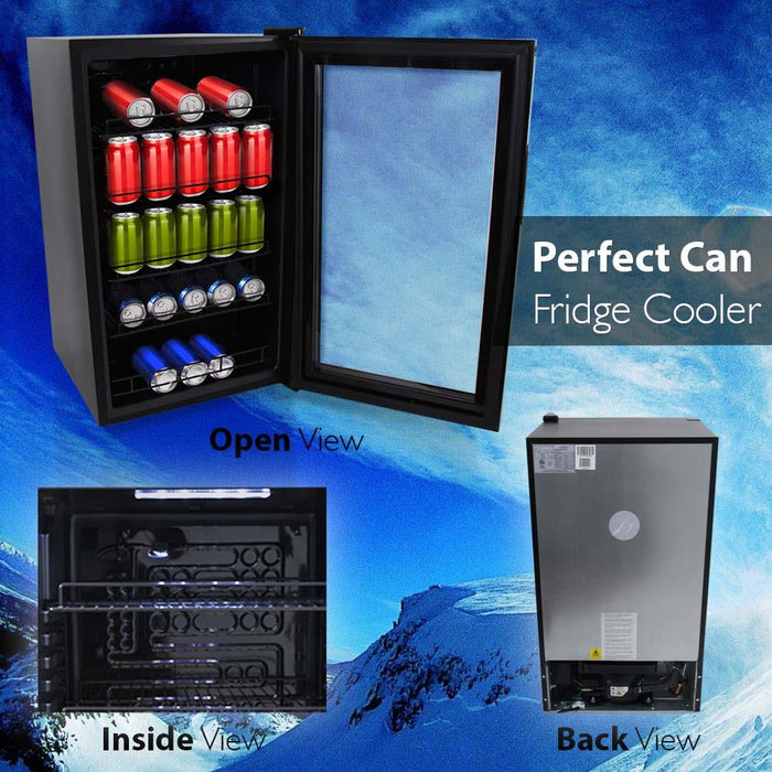 Compact Beverage Fridge Cooler - Can Beverage Chiller Refrigerator (132 Can Capacity)