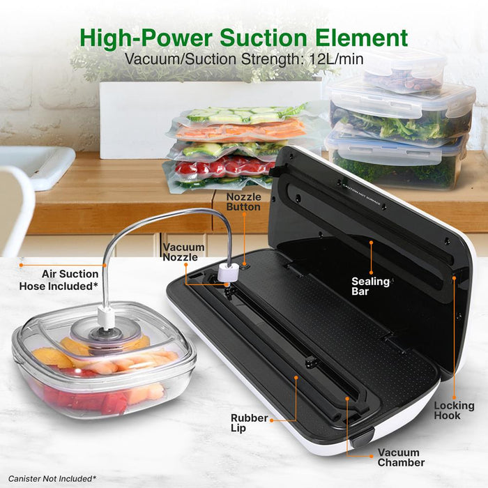 Automatic Food Vacuum Sealer - Electric Air Sealing Preserver System (Black)