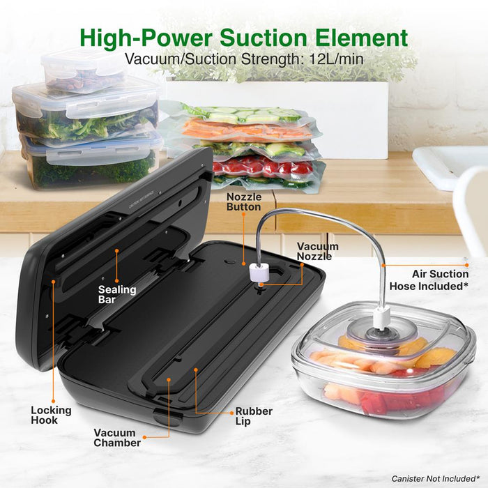 Automatic Vacuum Sealer System - Electric Air Sealing Food Preserver With Stainless Steel Housing