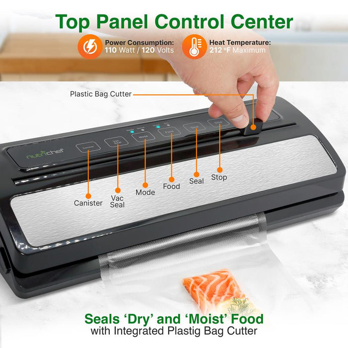 Automatic Food Vacuum Sealer - Electric Air Sealing Preserver System With Reusable Vacuum Food Bags