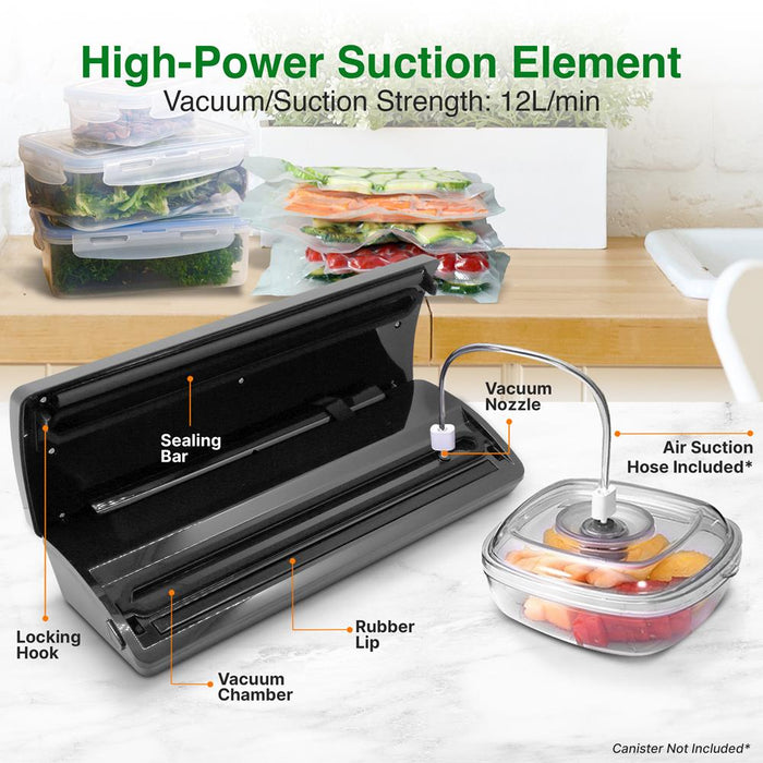 Automatic Food Vacuum Sealer - Electric Air Sealing Preserver System With Reusable Vacuum Food Bags