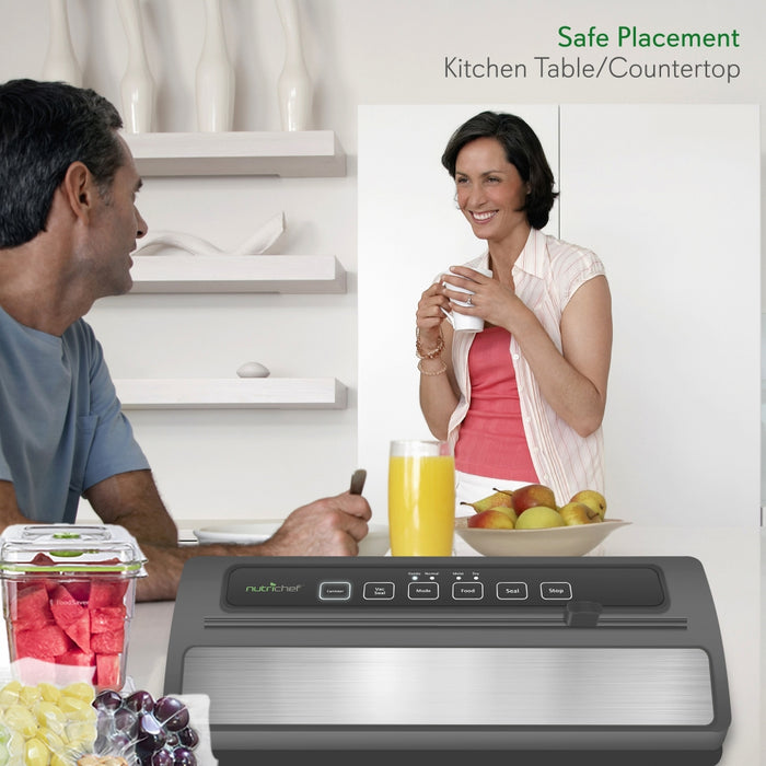 Automatic Food Vacuum Sealer - Electric Air Sealing Preserver System With Reusable Vacuum Food Bags