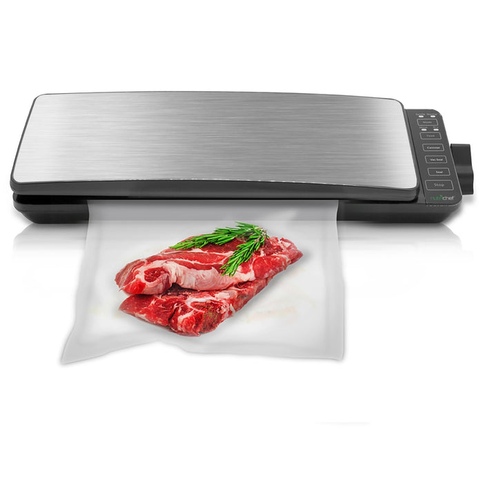 Automatic Food Vacuum Sealer - Electric Air Sealing Preserver System With Reusable Vacuum Food Bags (Stainless Steel)