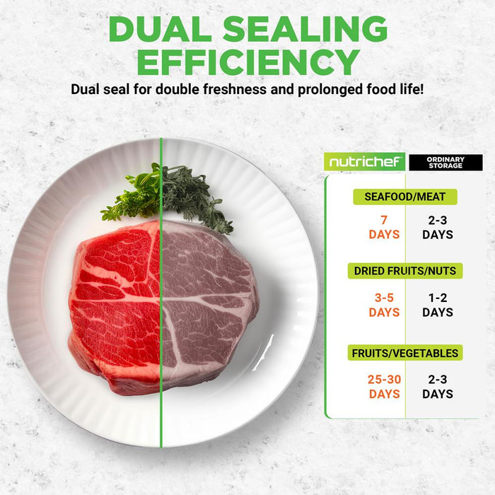 Vacuum Sealer for Food Freshness, Dual Seal, Built-in Cutter, Silver