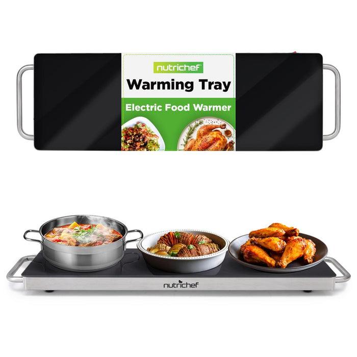 Electric Warming Tray / Food Warmer With Non-Stick Heat-Resistant Glass Plate (22.4'' X 6.7'' Heating Surface)