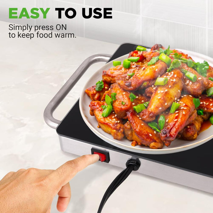 Electric Warming Tray / Food Warmer With Non-Stick Heat-Resistant Glass Plate (22.4'' X 6.7'' Heating Surface)