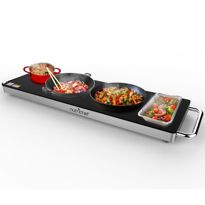 Electric Warming Tray / Food Warmer With Non-Stick Heat-Resistant Glass Plate (22.4'' X 6.7'' Heating Surface)