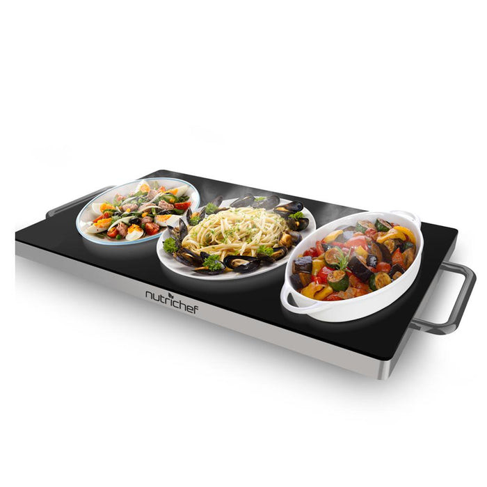 Electric Warming Tray / Food Warmer With Non-Stick Heat-Resistant Glass Plate (19.8'' X 11.9'' Heating Surface)