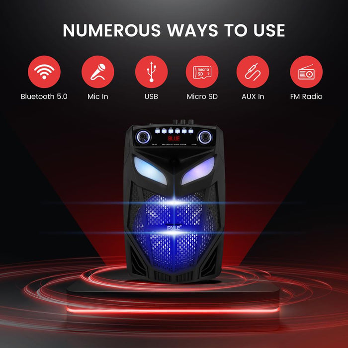 12’’ Bluetooth Portable Pa Speaker - Portable Pa & Karaoke Party Audio Speaker With A Wireless Microphone, With Built-In Rechargeable Battery, Flashing Party Lights, Mp3/Usb/ /Fm Radio (800 Watt Max)