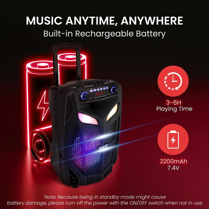 12’’ Bluetooth Portable Pa Speaker - Portable Pa & Karaoke Party Audio Speaker With A Wireless Microphone, With Built-In Rechargeable Battery, Flashing Party Lights, Mp3/Usb/ /Fm Radio (800 Watt Max)