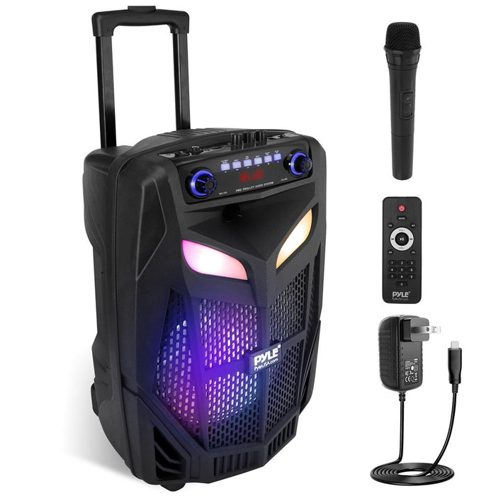 12’’ Bluetooth Portable Pa Speaker - Portable Pa & Karaoke Party Audio Speaker With A Wireless Microphone, With Built-In Rechargeable Battery, Flashing Party Lights, Mp3/Usb/ /Fm Radio (800 Watt Max)