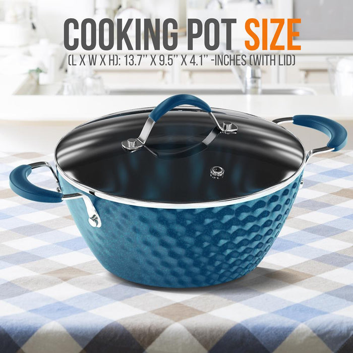 Dutch Oven Pot With Lid - Stylish Kitchen Cookware With Elegant Diamond Pattern, Non-Stick, 3.6 Quart (Works With Model: Nccw11Bd)