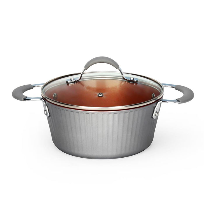 Cooking Pot With Lid - Stylish Kitchen Cookware With Elegant Lines Pattern, Non-Stick, 2.1 Quart (Works With Model: Nccw11Gl)