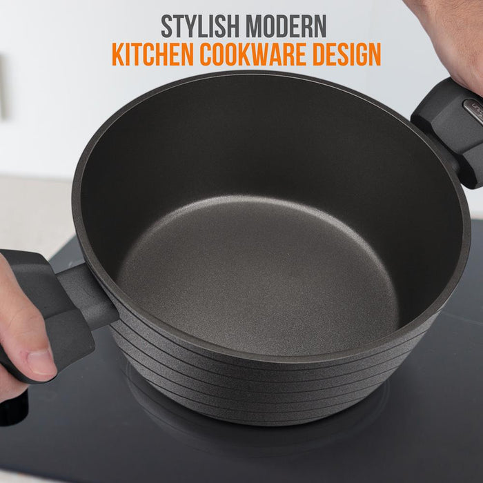 Cooking Pot With Lid - Non-Stick Stylish Kitchen Cookware With Metallic Ridge-Line Pattern, 2 Quart (Works With Model: Nccw12S)