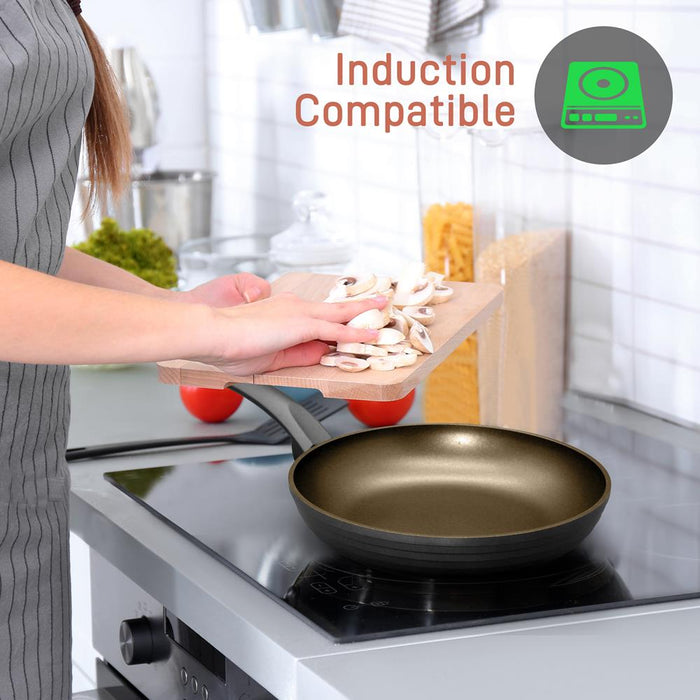 11'' Large Fry Pan - Non-Stick Stylish Kitchen Cookware With Metallic Ridge-Line Pattern (Works With Model: Nccw12S)