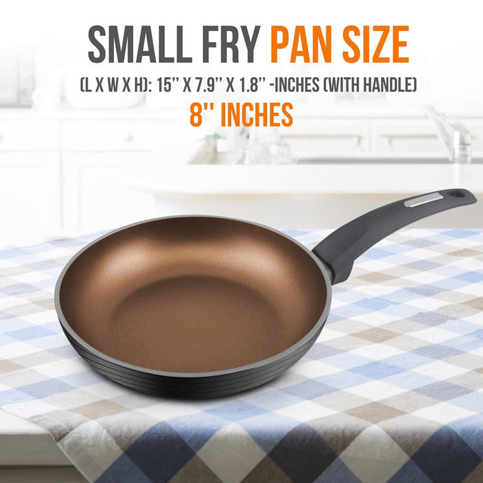 8'' Small Fry Pan - Non-Stick Stylish Kitchen Cookware With Metallic Ridge-Line Pattern (Works With Model: Nccw12S)