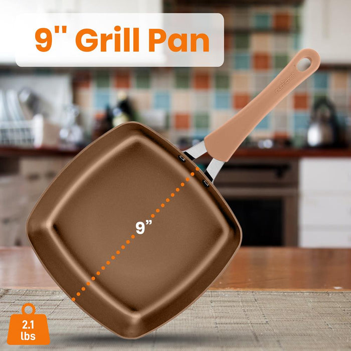 9.45'' Grill Pan - Non-Stick High-Qualified Kitchen Cookware (Works With Models: Nccw14S & Nccw20S)