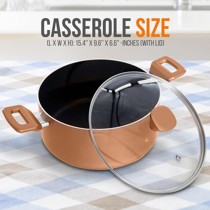 Non-Stick Casserole With Lid - High-Qualified Kitchen Cookware With See-Through Tempered Glass Lids, 5 Quart (Works With Model: Nccwa13Br)