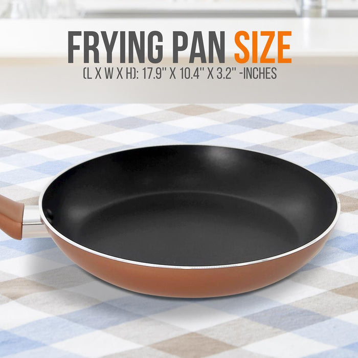 10'' Large Open Fry Pan - Non-Stick High-Qualified Kitchen Cookware With Black Inside And Brown Outside (Works With Model: Nccwa13Br)