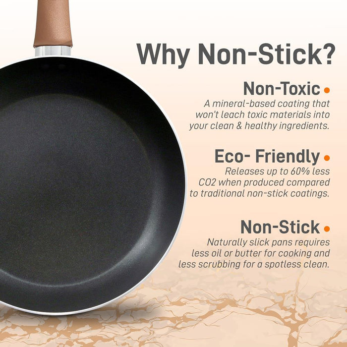 10'' Large Open Fry Pan - Non-Stick High-Qualified Kitchen Cookware With Black Inside And Brown Outside (Works With Model: Nccwa13Br)