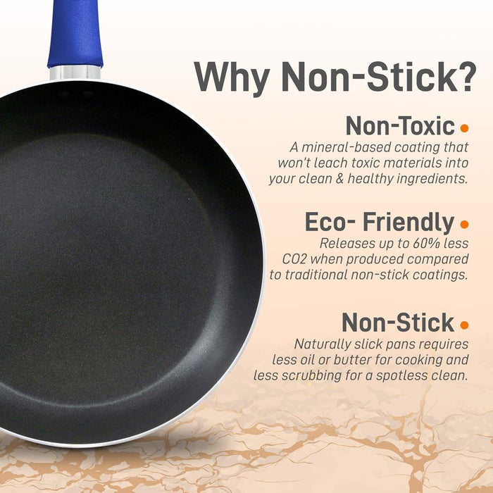 8'' Medium Open Fry Pan - Non-Stick High-Qualified Kitchen Cookware With Black Inside And Blue Outside (Works With Model: Nccwa13Bu)